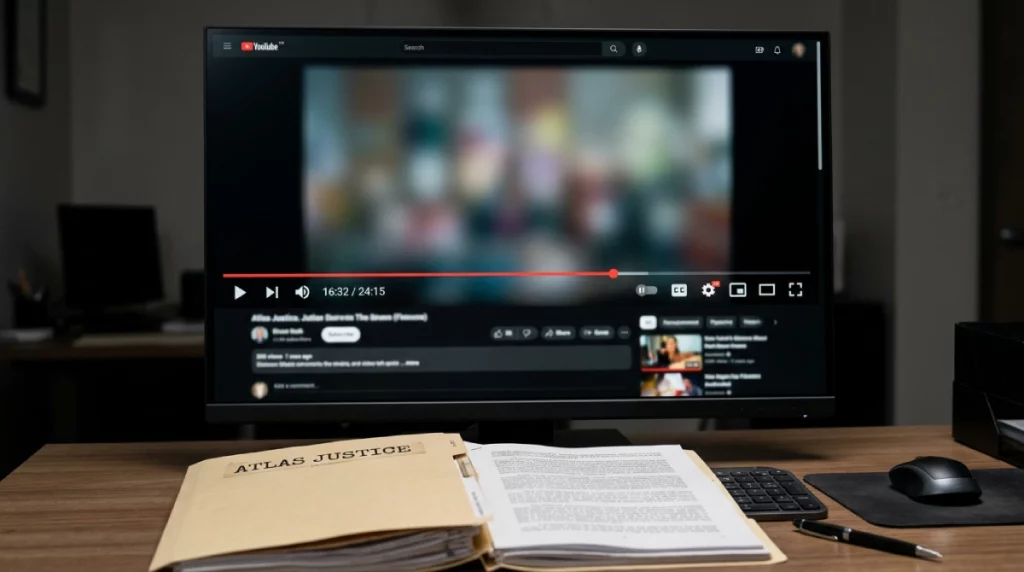 Huissier constatant une vidéo Youtube sur son bureau