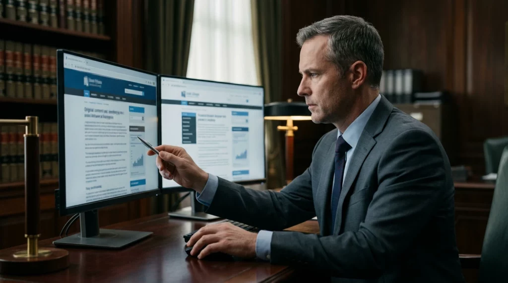 Huisser réalisant un constat de plagiat sur le web