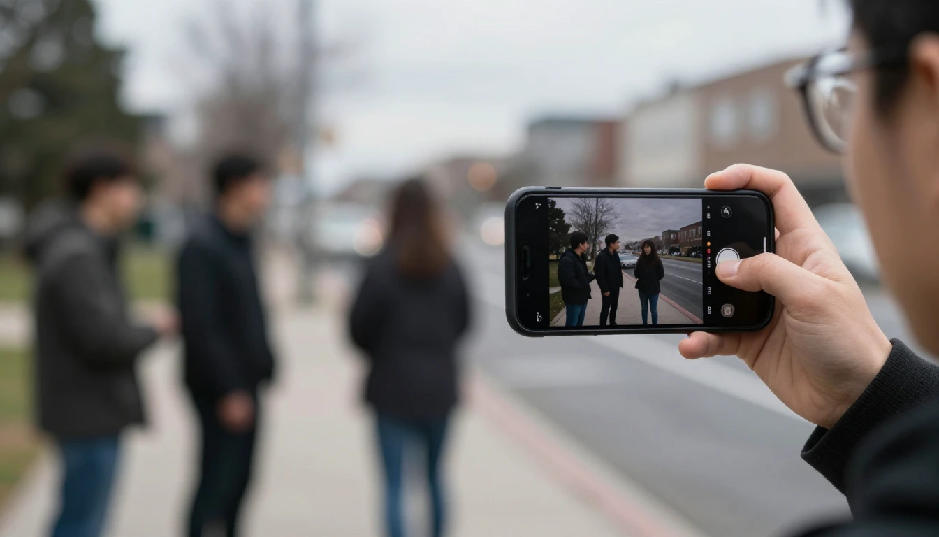 Une personne enregistre une vidéo pour preuve