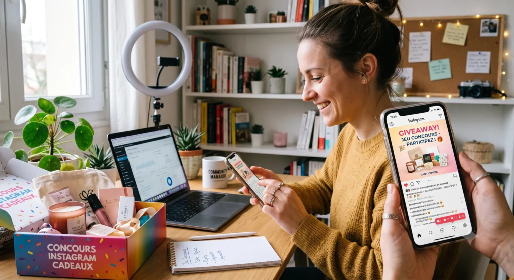 une femme participe à un jeu concours sur instagram
