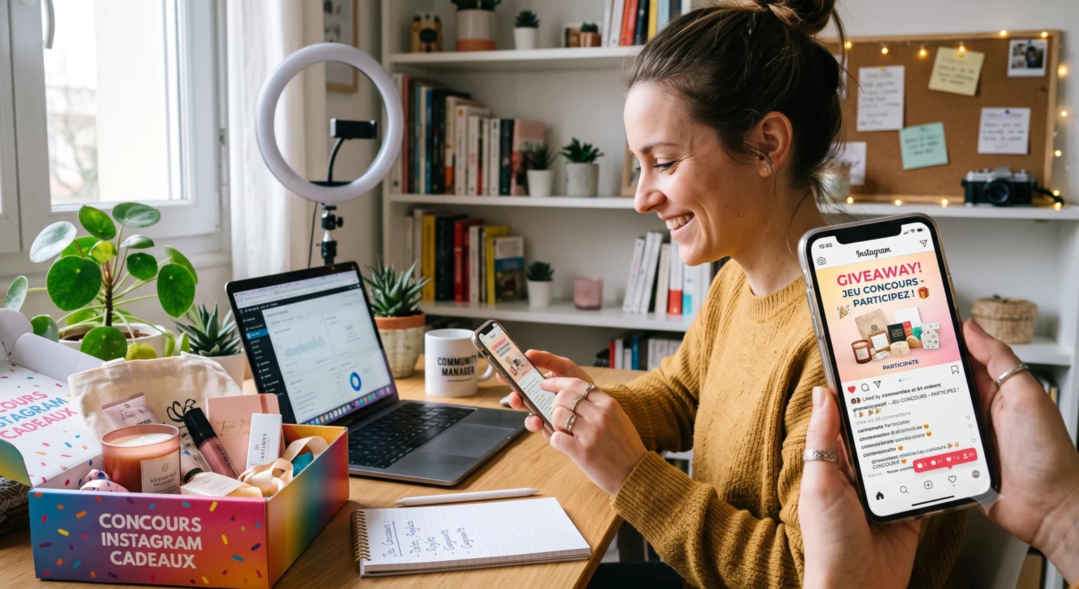 une femme participe à un jeu concours sur instagram